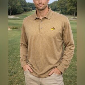 Master's Augusta National Polo Shirt Long Sleeve Tan Men's Size Large